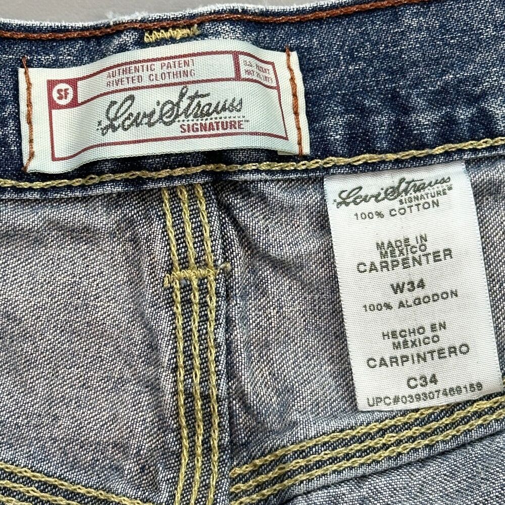 Levi Strauss Signature Jean Shorts Mens 34 Carpenter Baggy Skate Grunge Jort Y2K - Picture 5 of 11